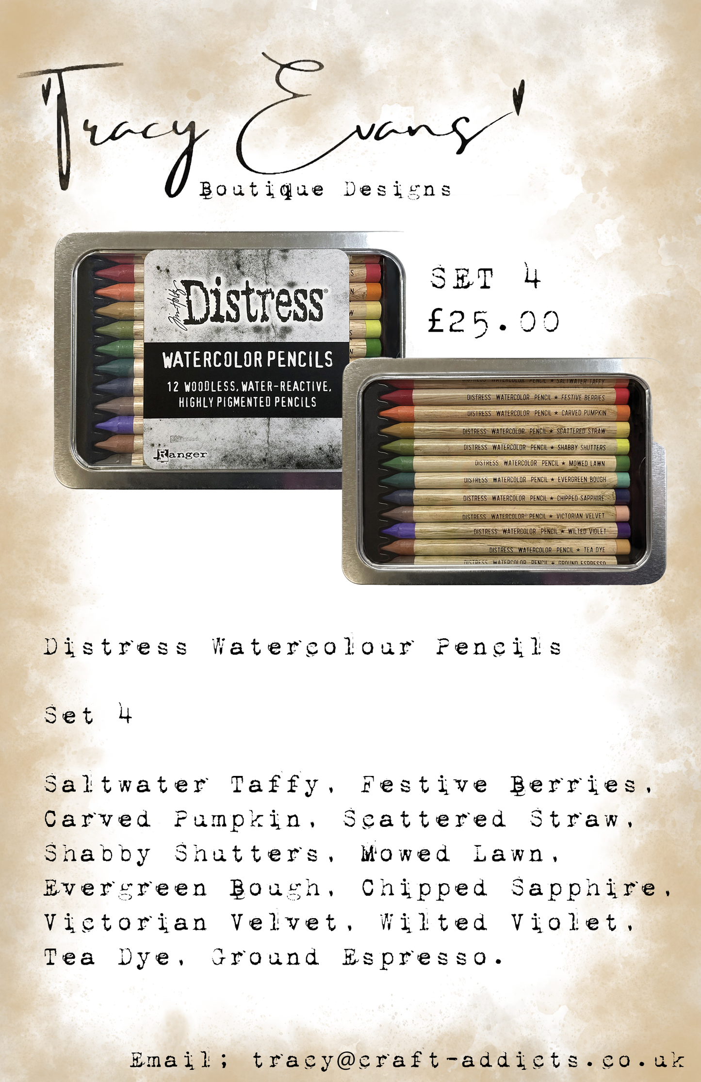 DI004 - Distress Watercolour Pencils SET 4