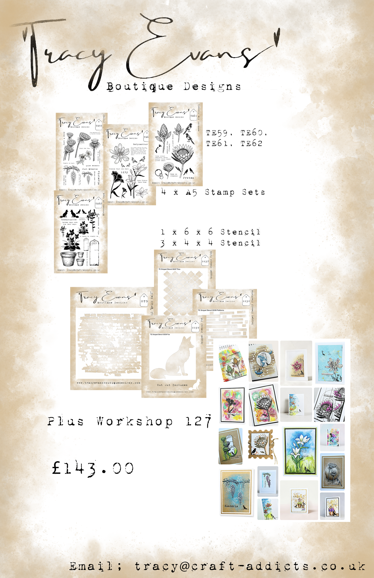 B027 - Bundle of Stamps TE59, TE60, TE61, TE62 A5 Stamps Plus ST009, SS37, SS38, SS39 plus Workshop 127