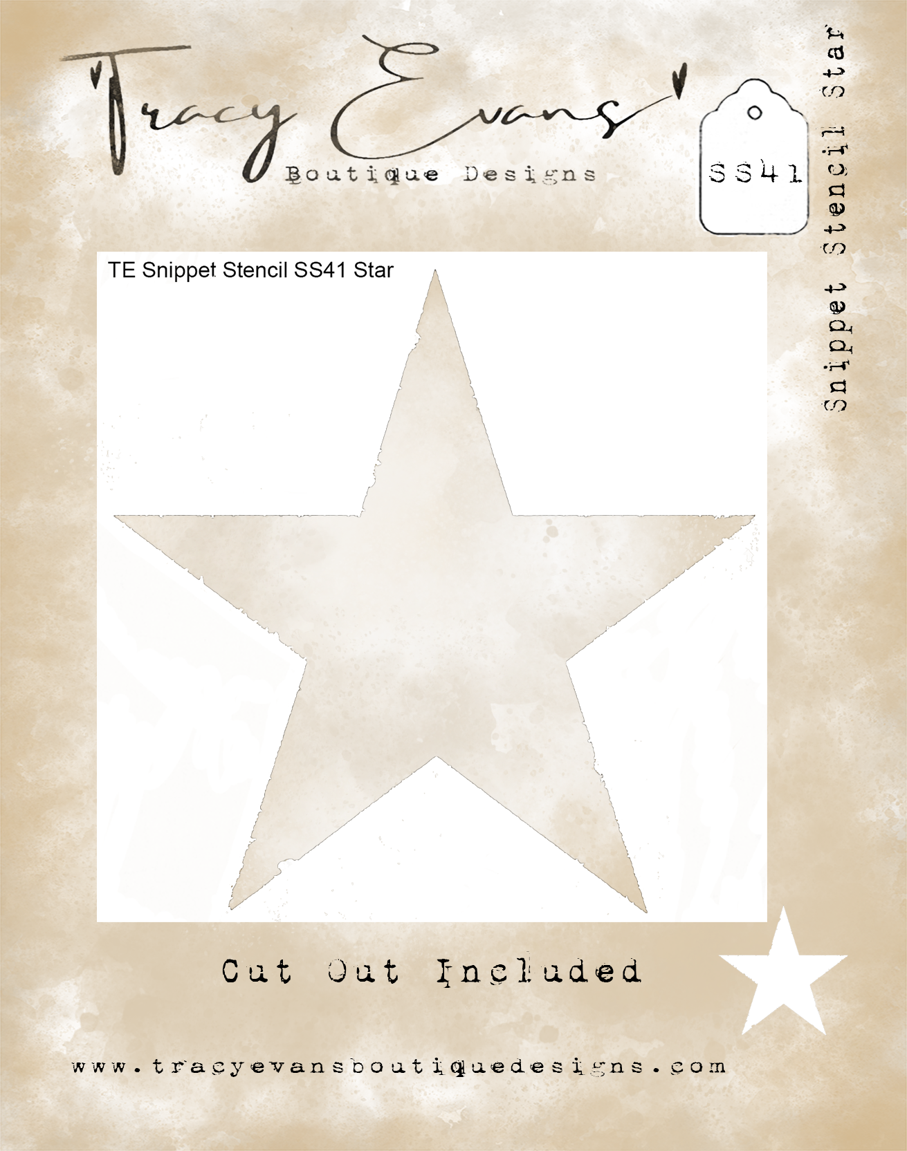 SS041 - Snippet Stencil Star 4 x 4 inches Cut Out Included