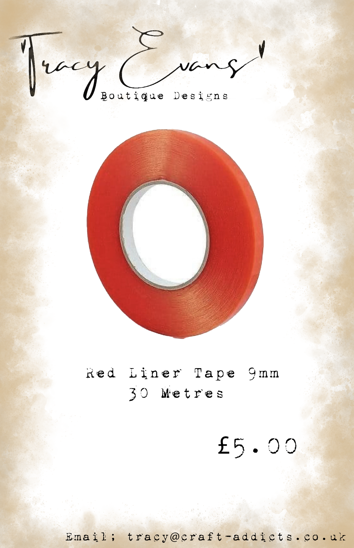 AC025 - Red Liner Tape 9mm 30 Metres
