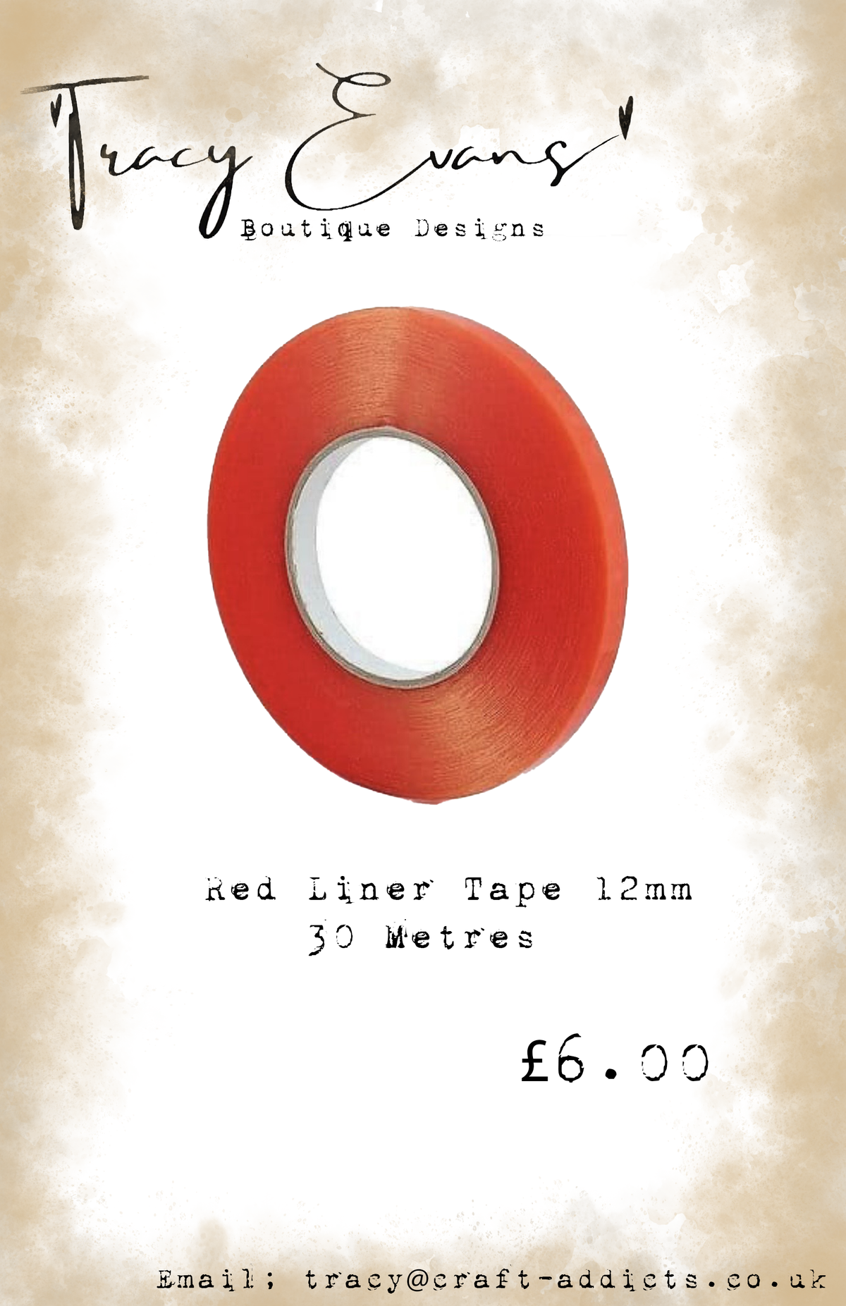 AC026 - Red Liner Tape 12mm 30 Metres