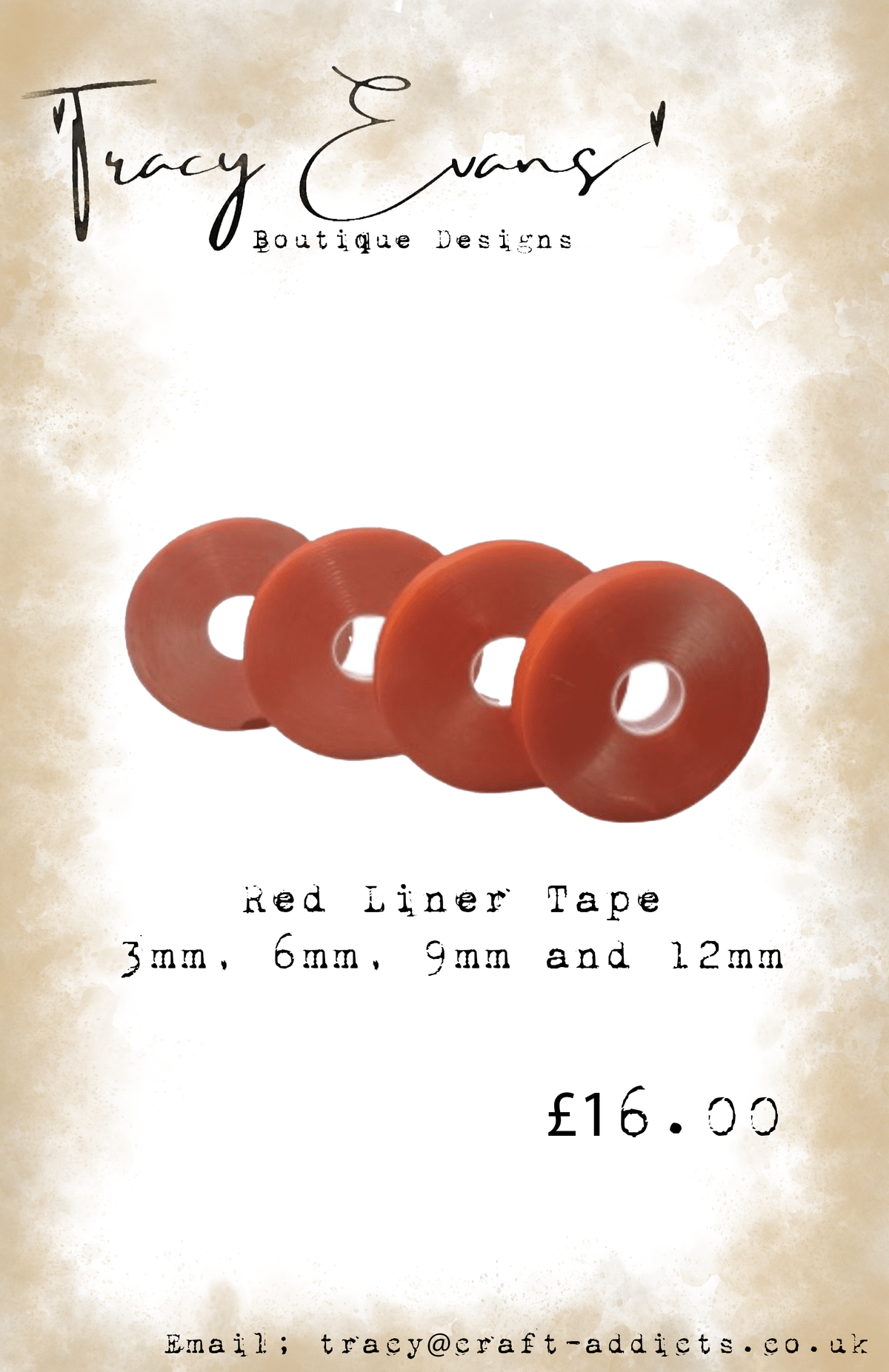 AC027 - Red Liner Tape Bundle 3mm, 6mm, 9mm, and 12mm