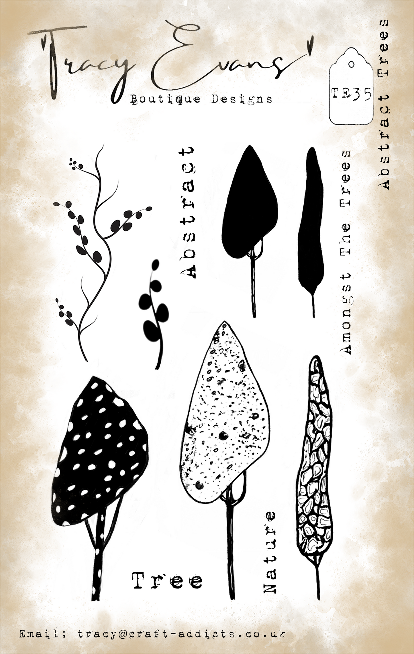 TE035 - Abstract Trees (A6 stamp)