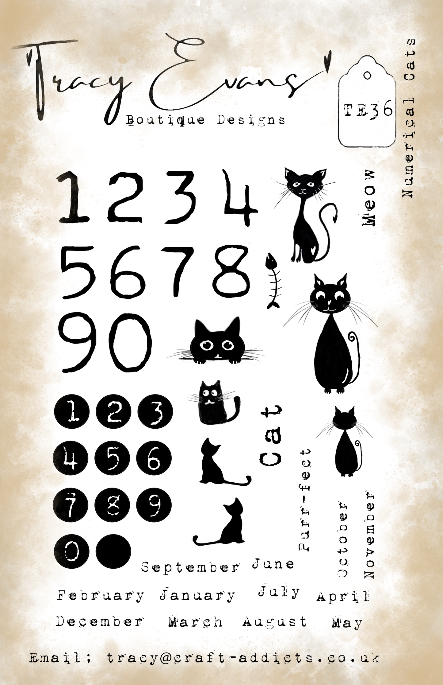 TE036 - Numerical Cats (A5 Stamp)