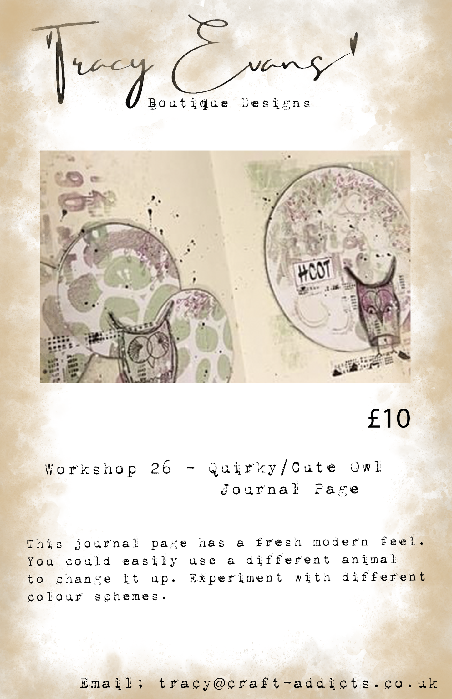 Workshop 026 Quirky/Cute Owl Journal Page