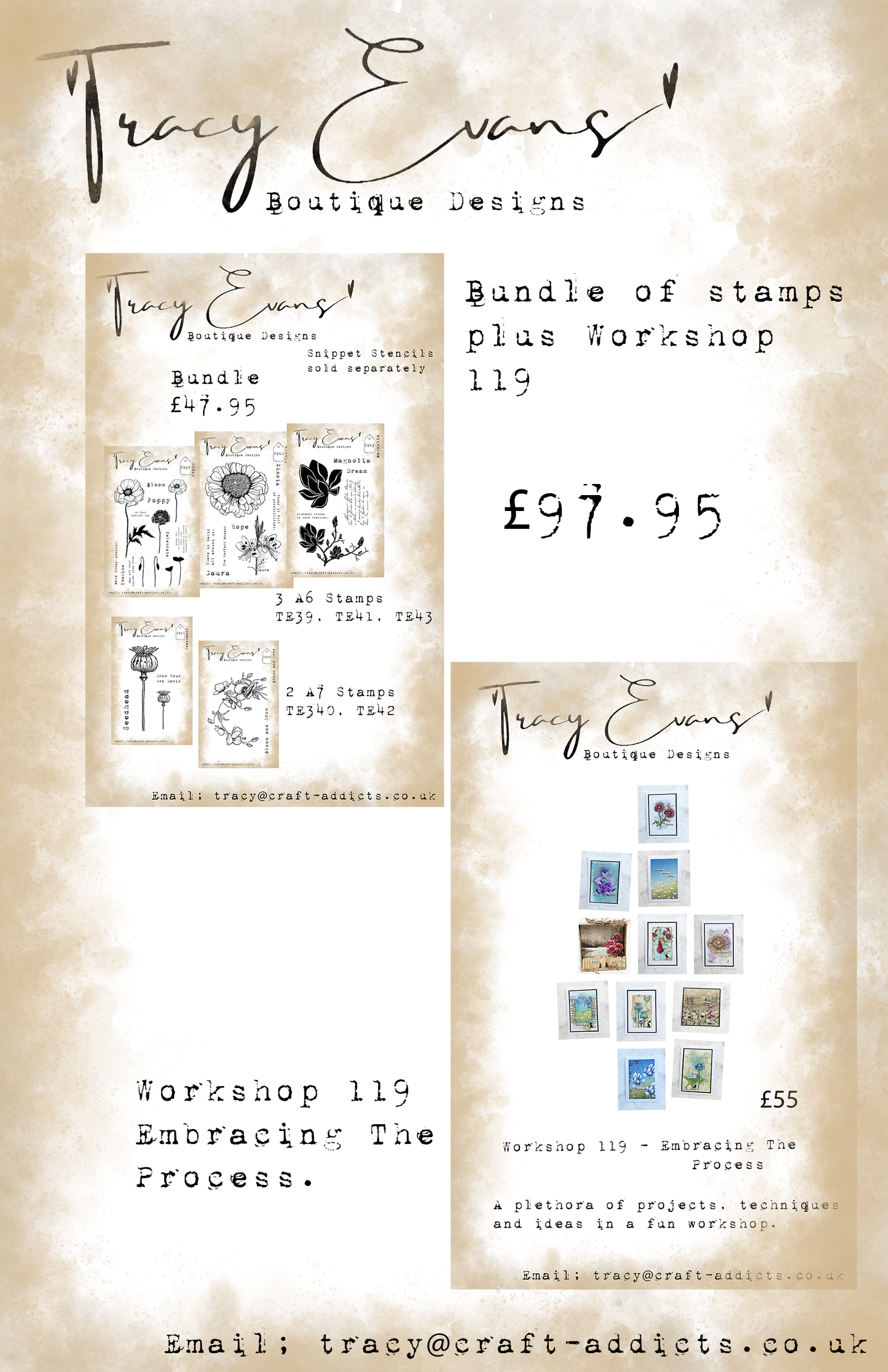 B016 - Bundle of Stamps TE39-TE43 plus Workshop 119