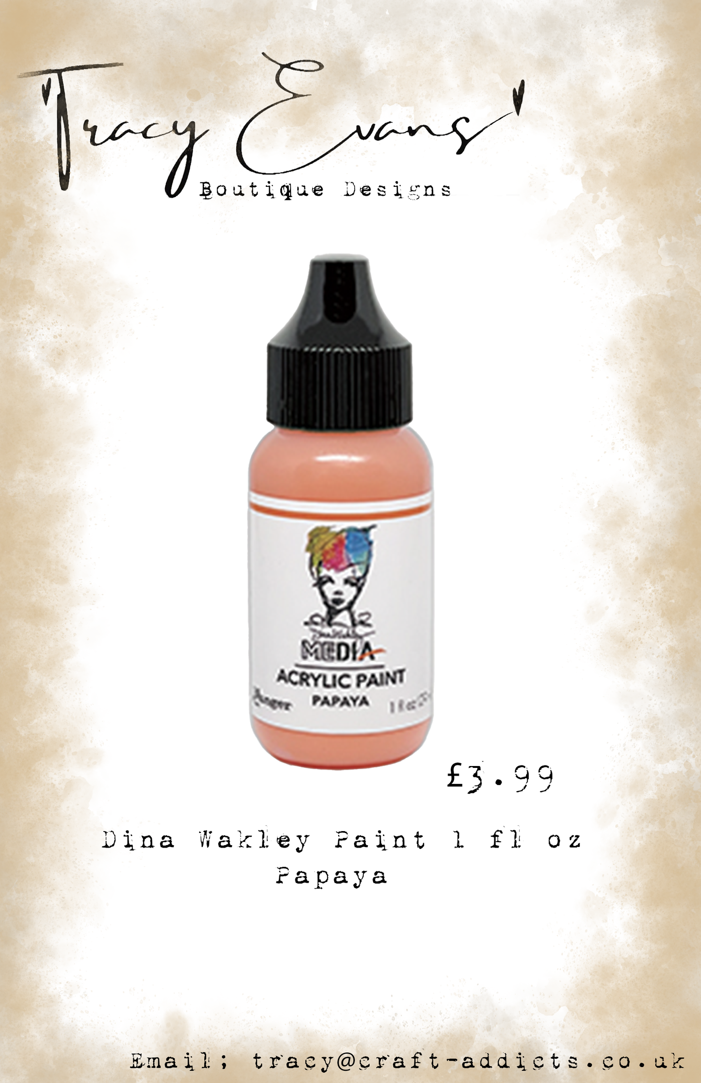 PA012 - Dina Wakley Paints Papaya 1 fl oz