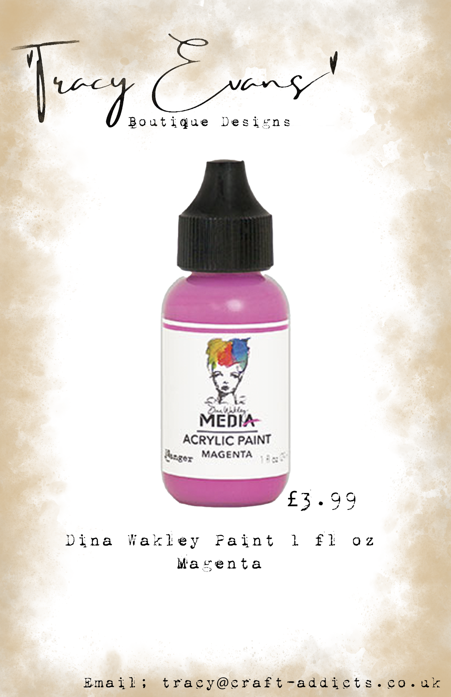 PA016 - Dina Wakley Paints Magenta 1 fl oz