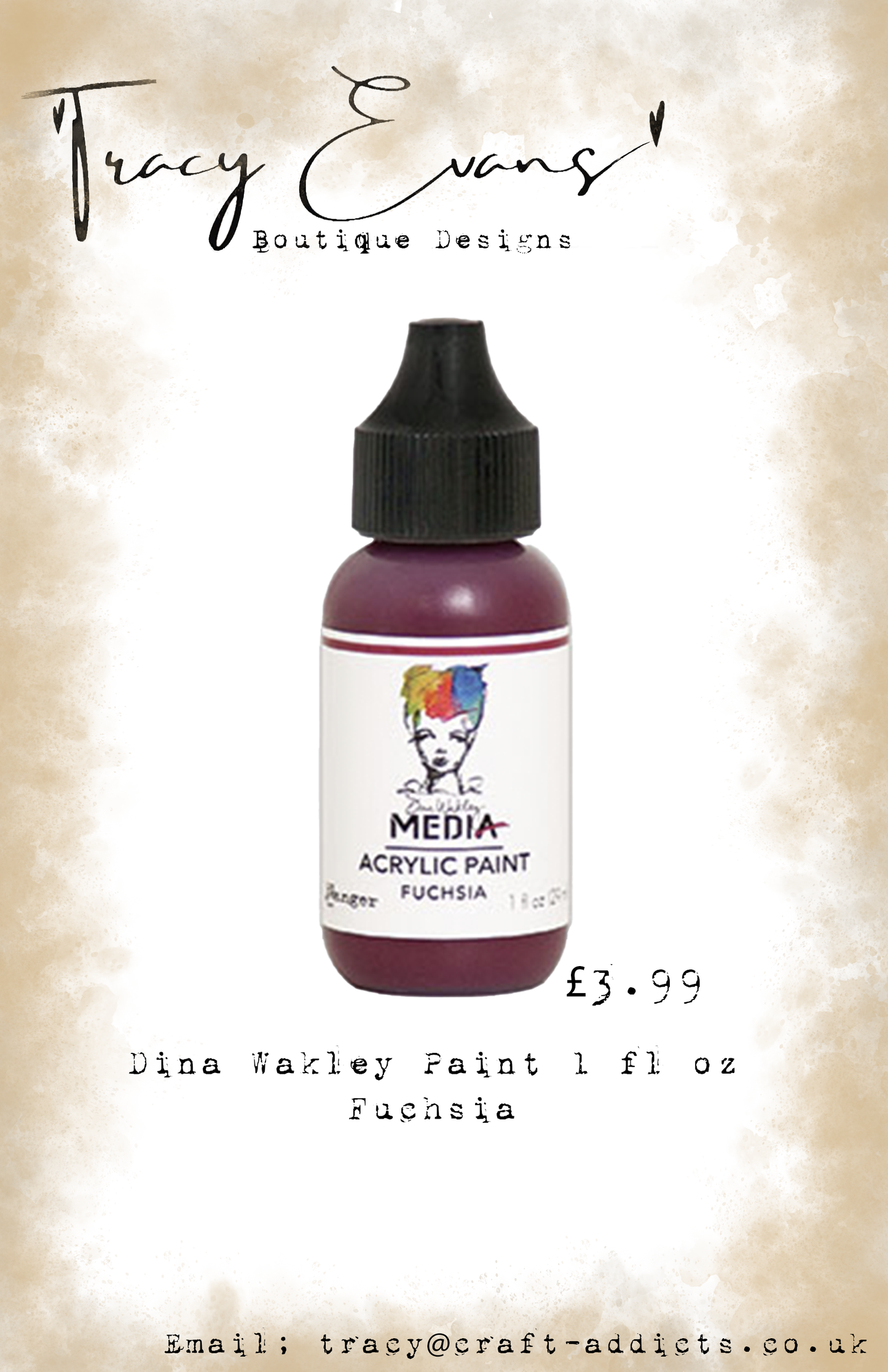 PA017 - Dina Wakley Paints Fuchsia 1 fl oz