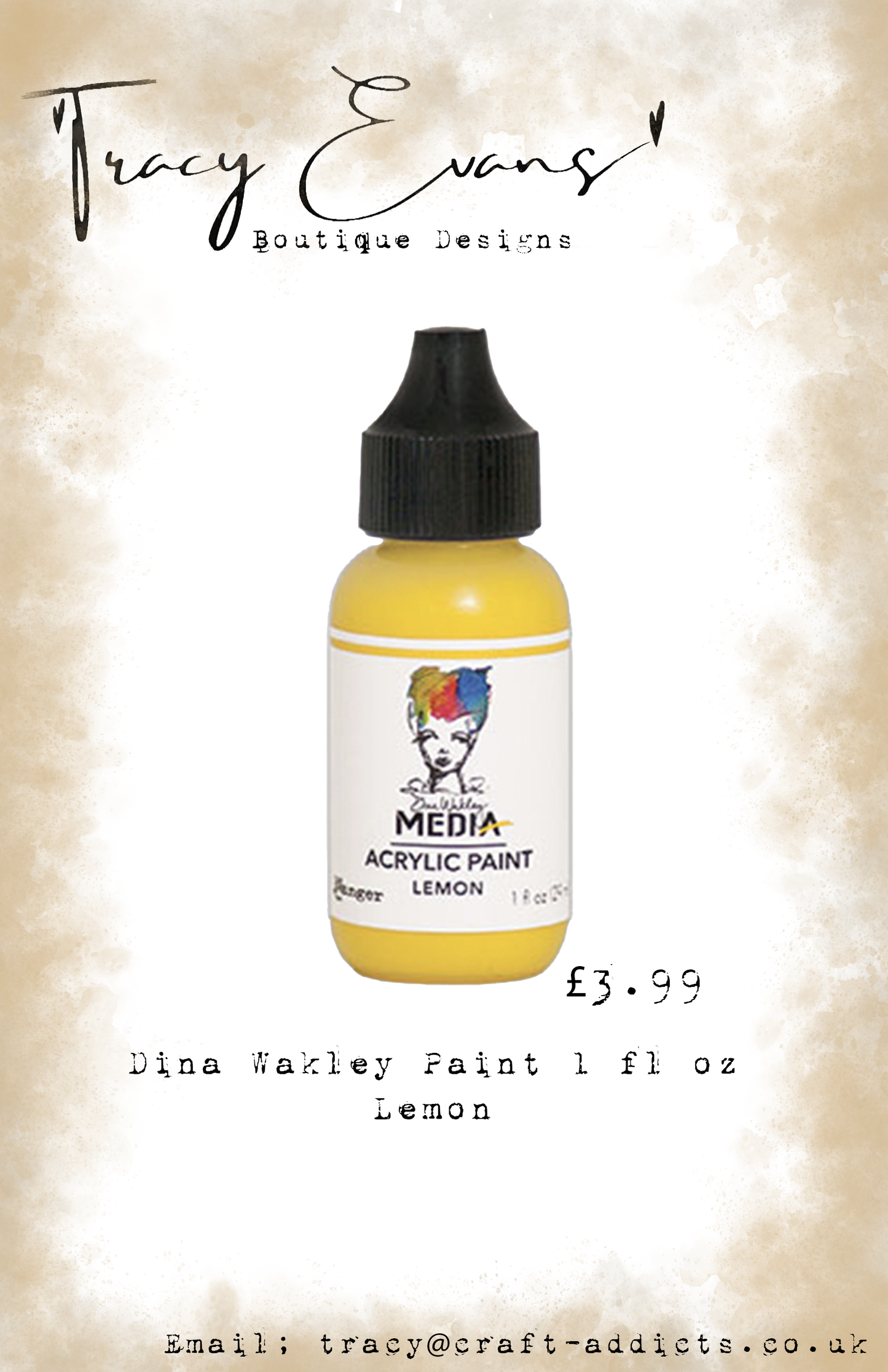 PA019 - Dina Wakley Paints Lemon 1 fl oz