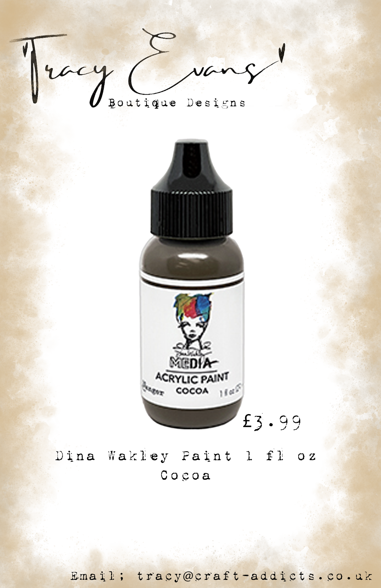 PA022 - Dina Wakley Paints Cocoa 1 fl oz