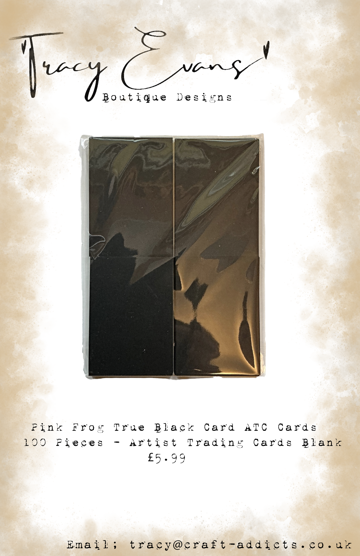 CA019 - ATC Artist Trading Card Blanks True Black 280gsm Card - 100 pieces per pack