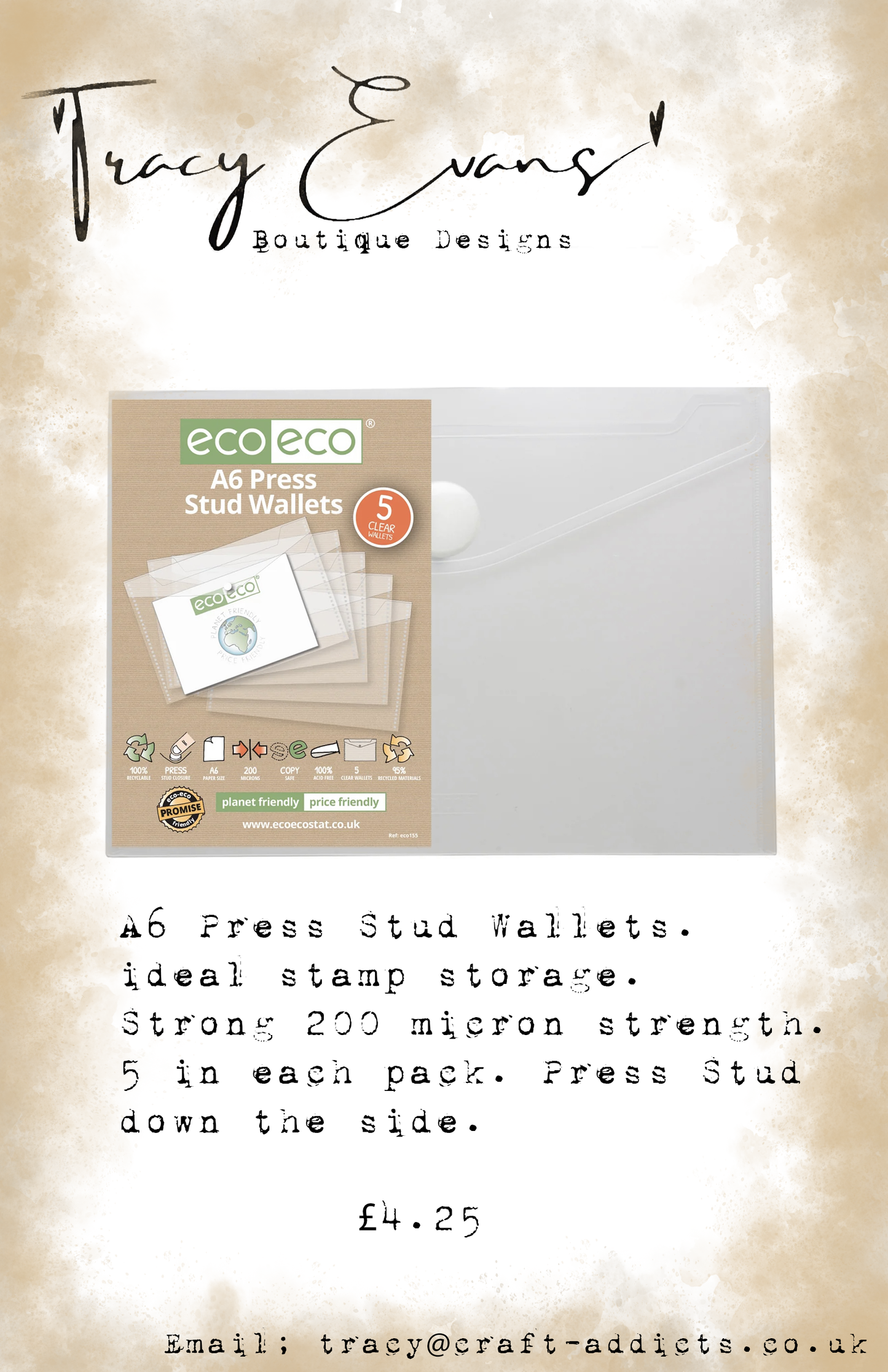 AC009 - A6 press stud wallets ideal for stamp storage 5 per pack