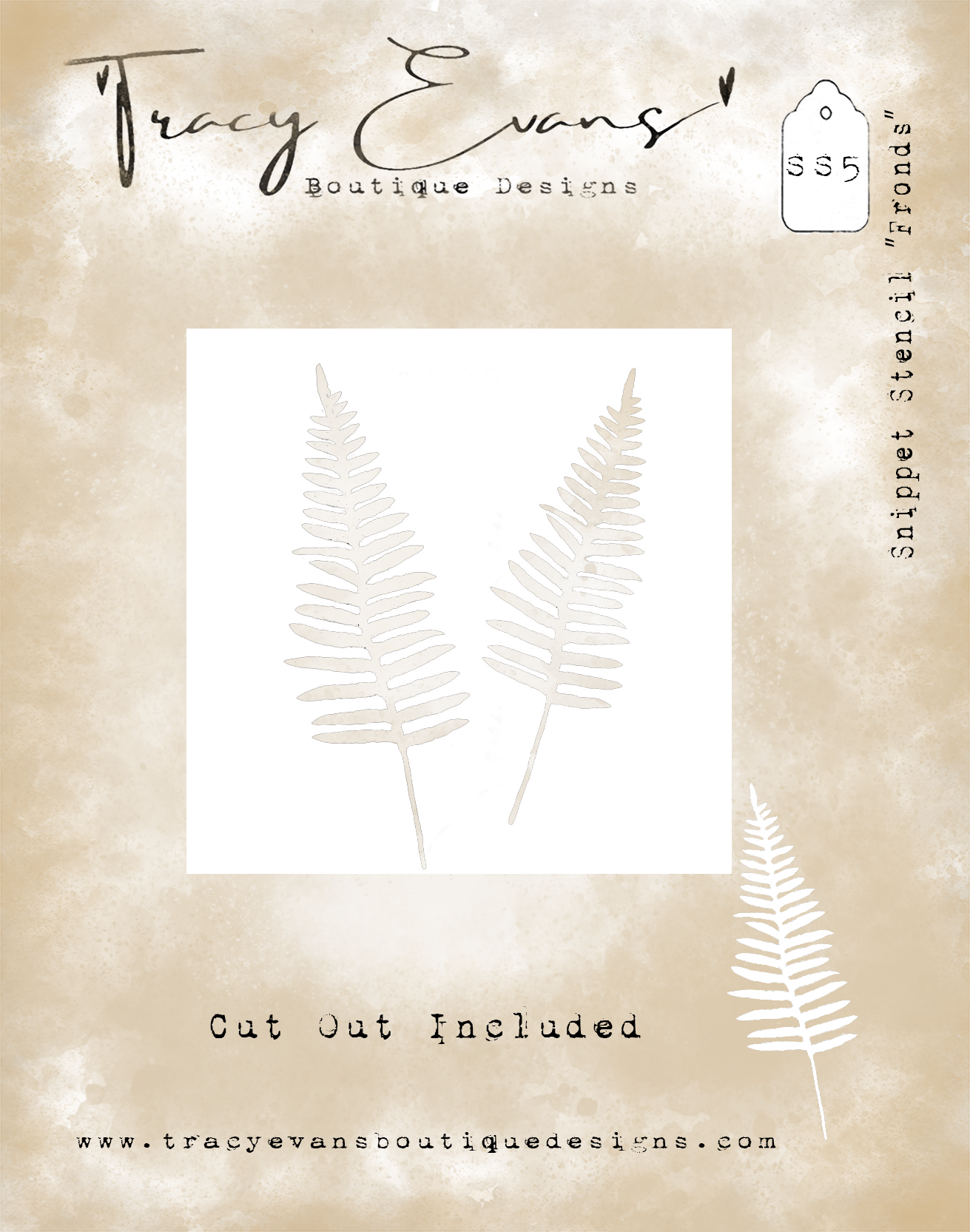 SS005 - Snippet Stencil "Fronds" 4 x 4 inches *Cut Out Included*