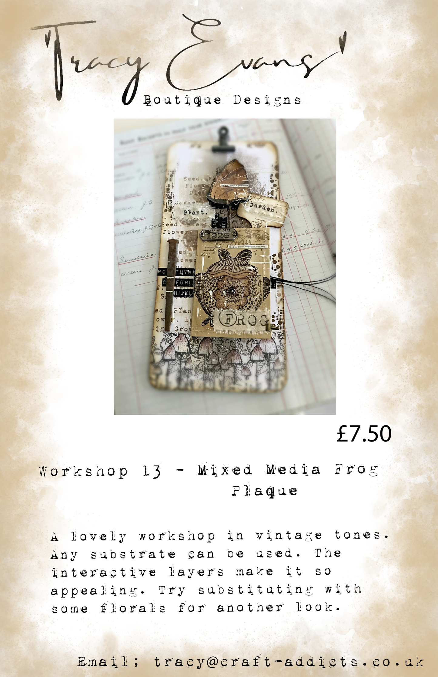 Workshop 013 Mixed Media Frog Plaque