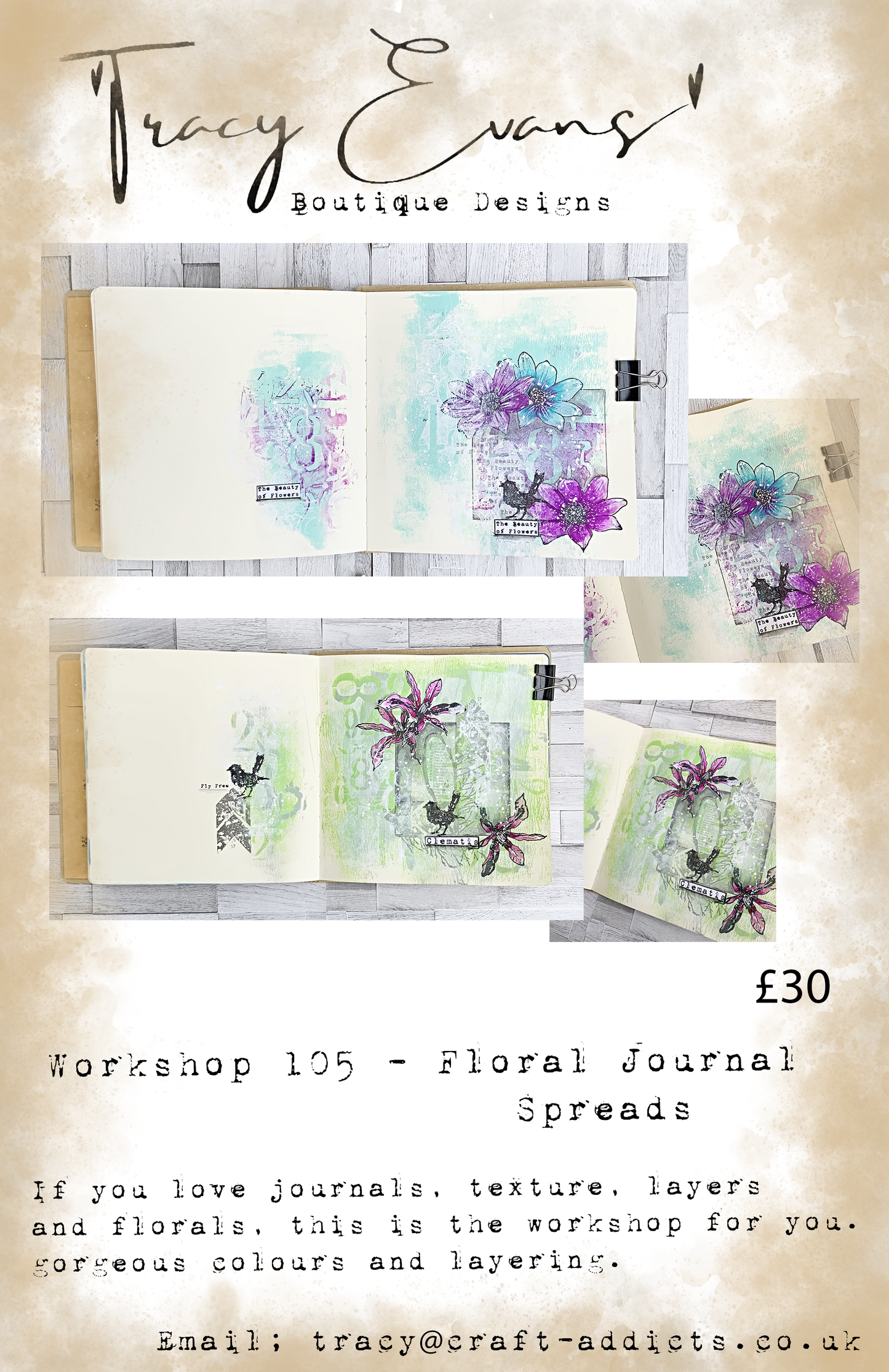 Workshop 105 - Floral Journal Spreads