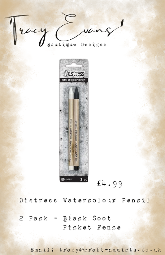 DI008 - Distress Watercolour Pencil 2pk Black Soot, Picket Fence