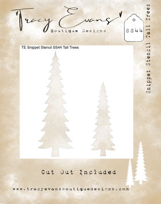 SS044 - Snippet Stencil Tall Trees 4 x 4 inches Cut Outs Included