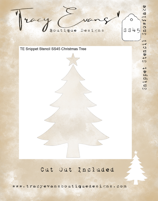 SS045 - Snippet Stencil Christmas Tree 4 x 4 inches Cut Out Included