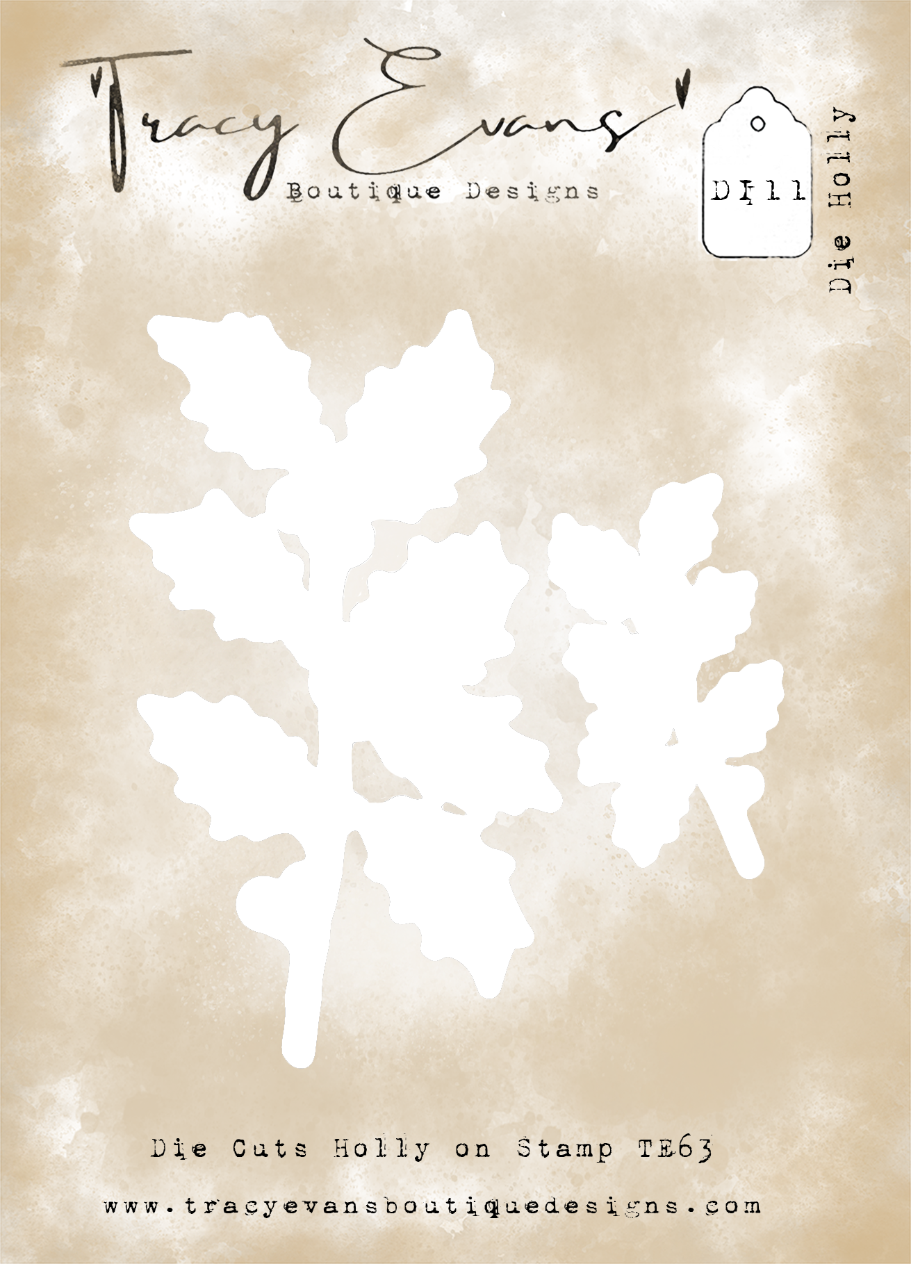 DIE11 - Die Set Holly Cuts Out The Holly Stamps The Large Sprig and Smaller Sprig from TE63 PRE ORDER ARRIVING 16TH SEPTEMBER