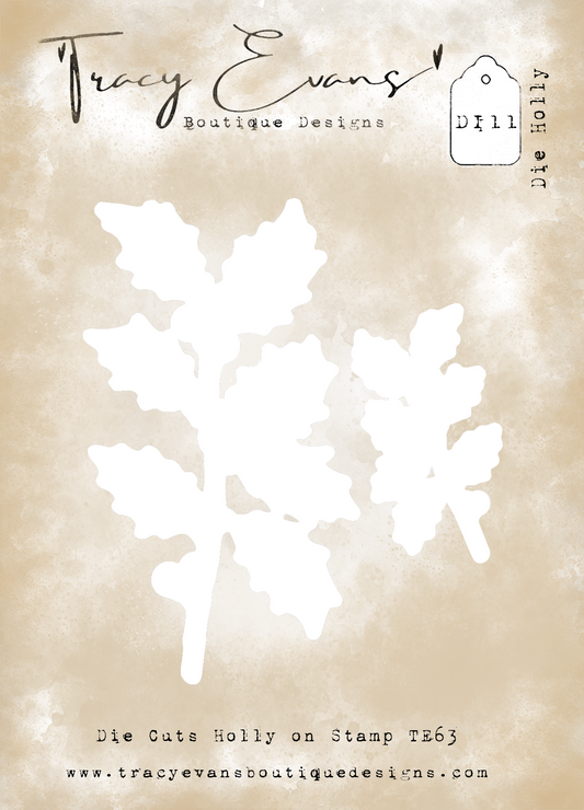 DIE11 - Die Set Holly Cuts Out The Holly Stamps The Large Sprig and Smaller Sprig from TE63 PRE ORDER ARRIVING 16TH SEPTEMBER