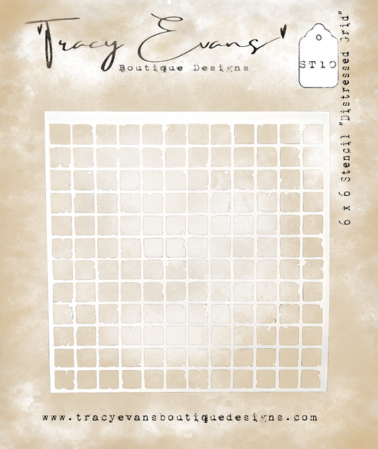 ST010 - Stencil Distressed Grid 6 x 6 inch Stencil