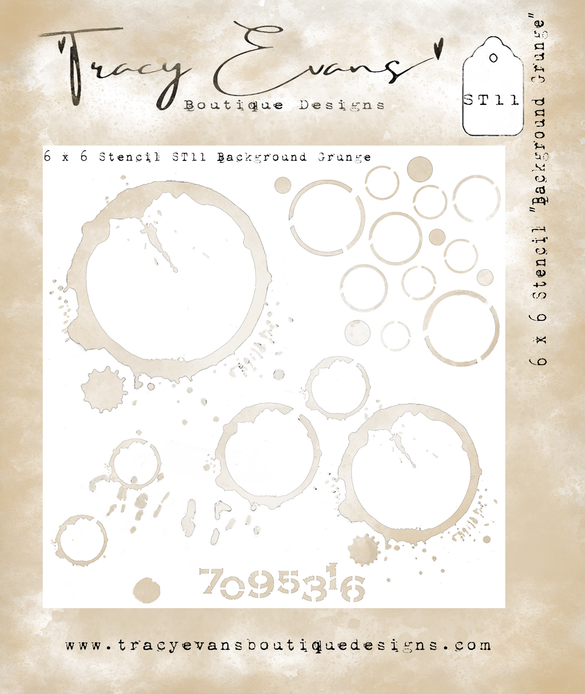 ST011 - Stencil Background Grunge 6 x 6 inch Stencil