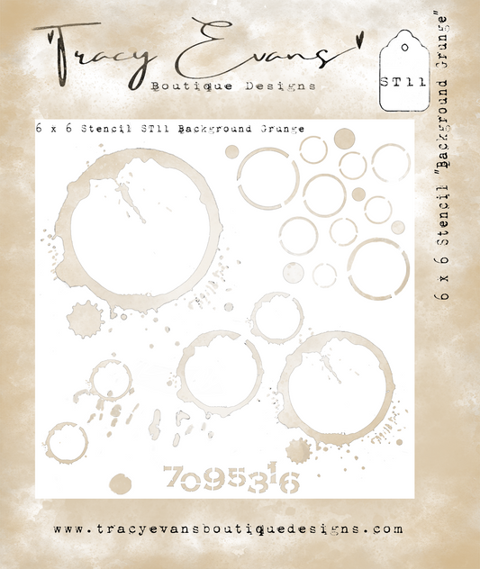 ST011 - Stencil Background Grunge 6 x 6 inch Stencil