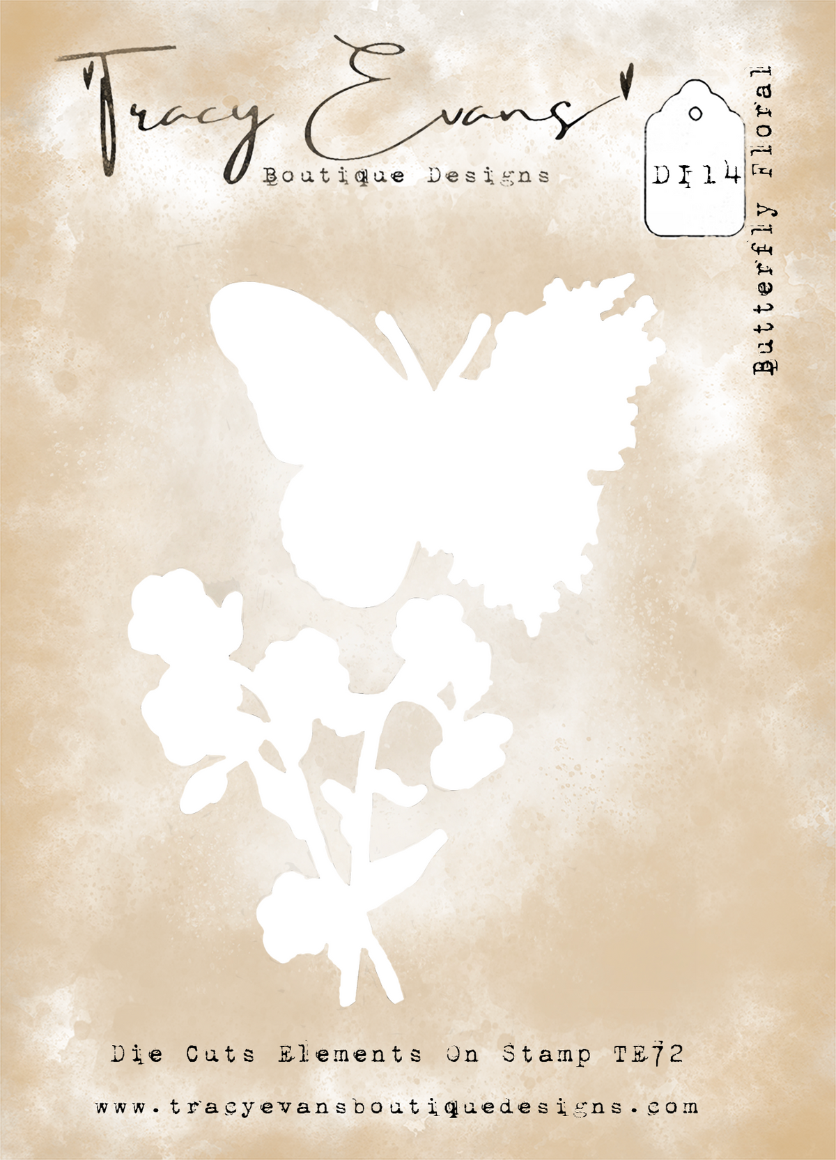 DIE14 - Die Butterfly Floral - cuts out the butterfly with branch wing and the forget me not flower PRE ORDER ARRIVING 11TH NOVEMBER