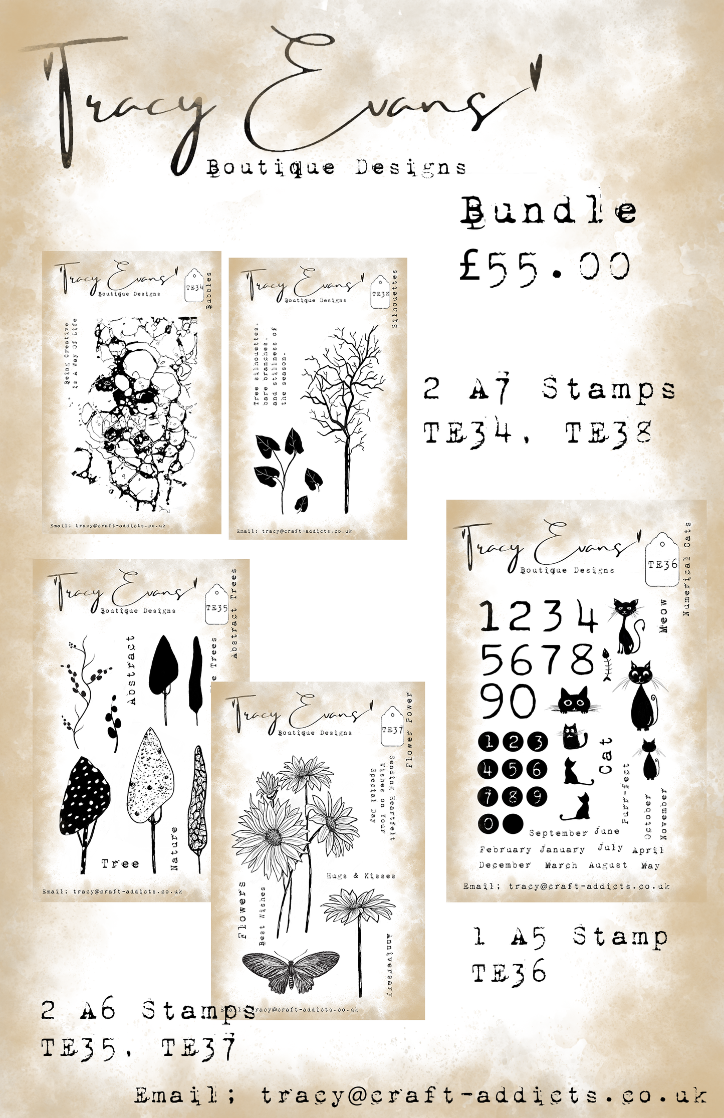 B013 - Bundle of Stamps TE34-TE38