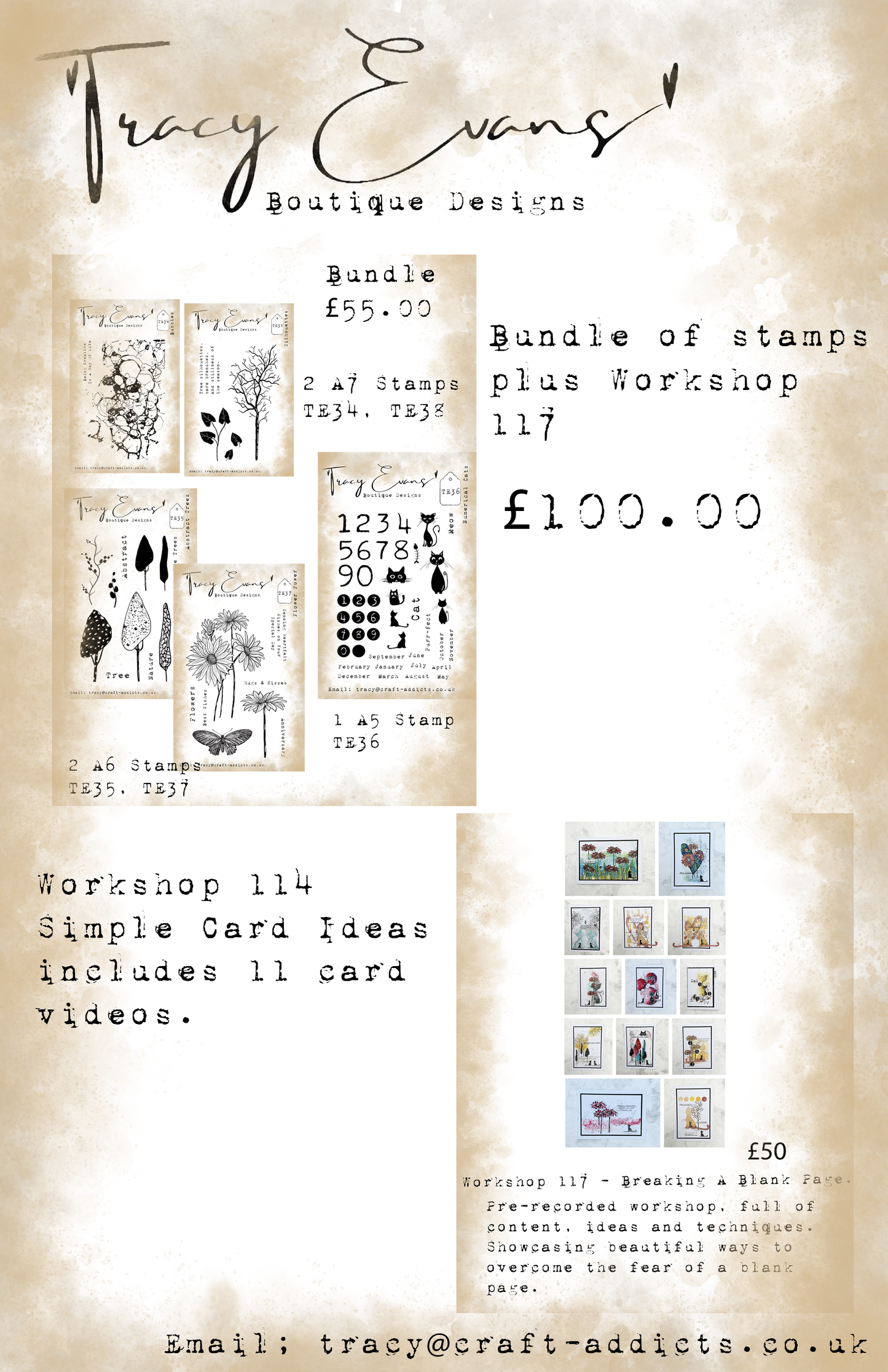 B014 - Bundle of Stamps TE34-TE38 plus Workshop 117