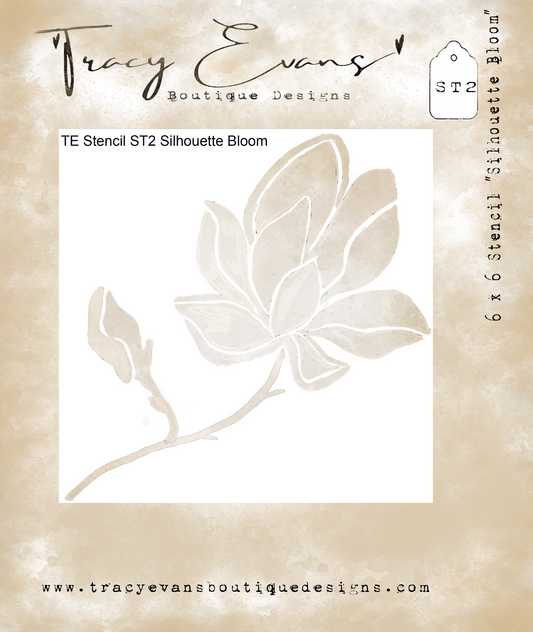 ST002 - Stencil "Silhouette Bloom" 6 x 6 inches