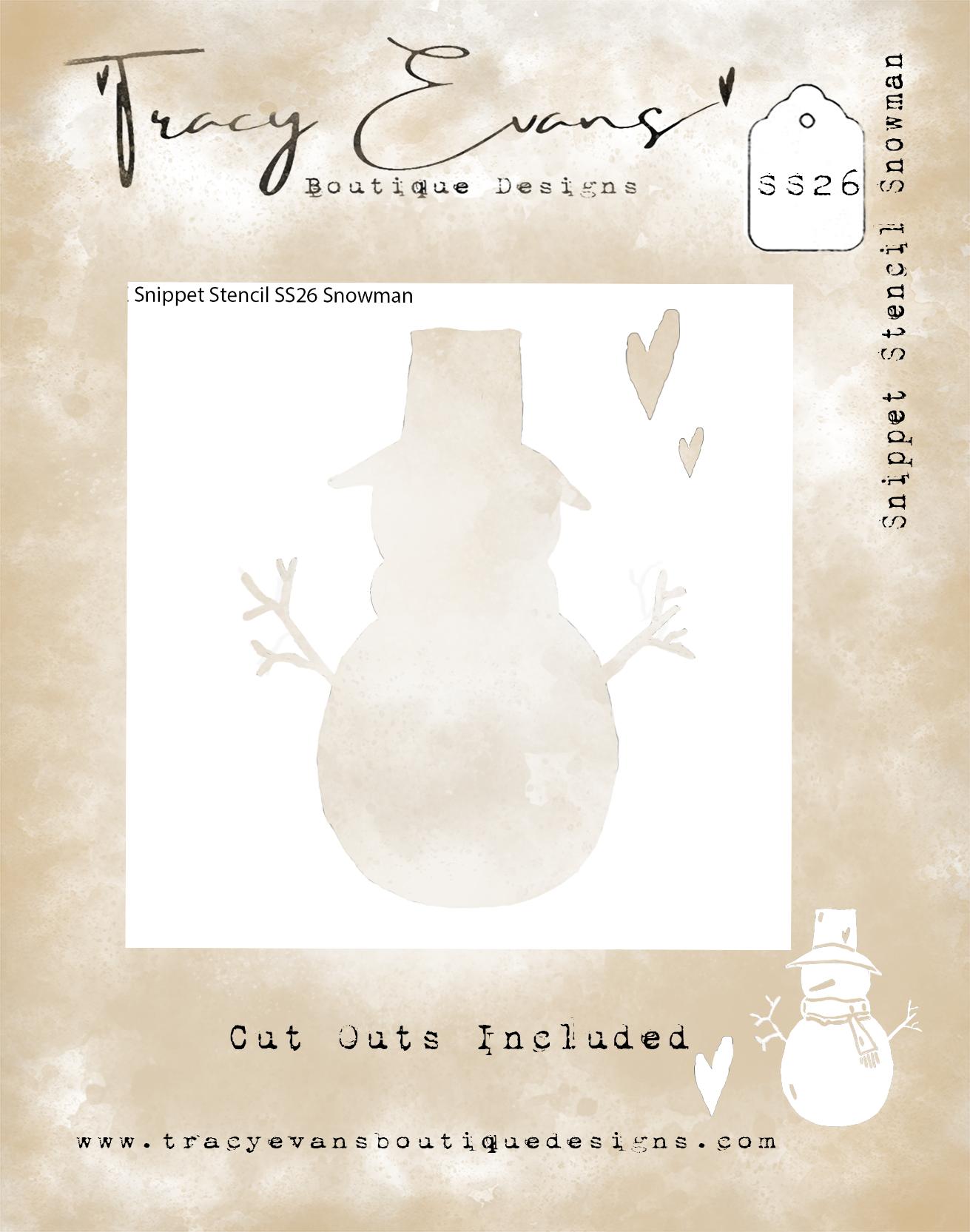 SS026 Snippet Stencil quot Snowman quot 4 x 4 inches *Cut Out Included SS026 Snippet Stencil quot Snowman quot 4 x 4 inches *Cut Out Included