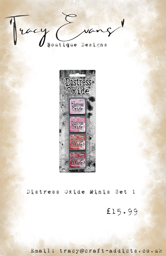 DI049 - Mini Distress Oxide Pad Kit 1 - Spun Sugar, Picked Raspberry, Festive Berries, Lumberjack Plaid