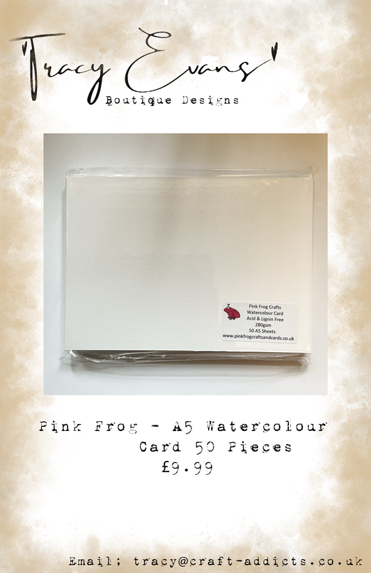 CA011 - Pink Frog Watercolour A5 Card 280gsm - 50 per pack Acid/Lignin Free