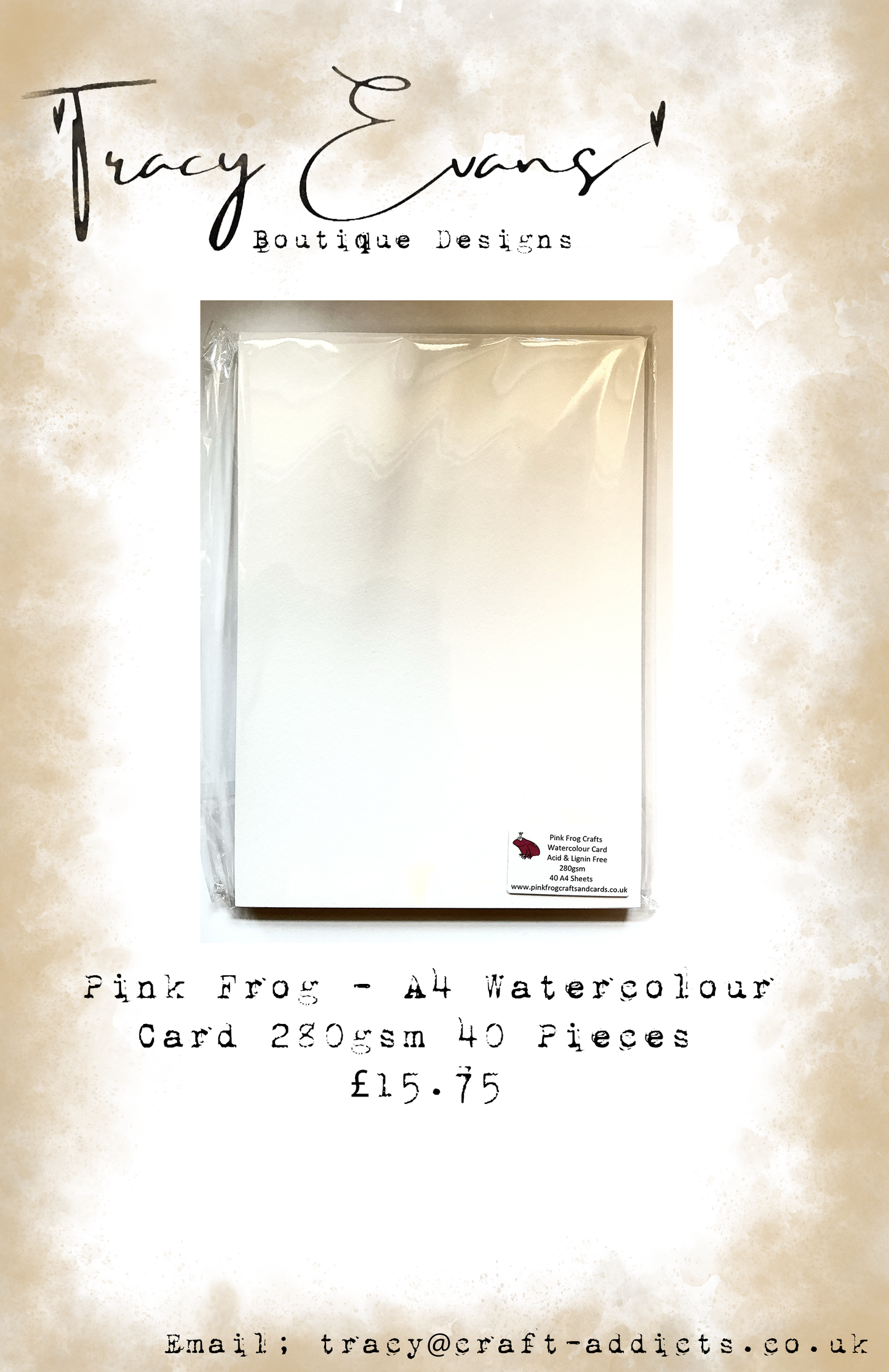 CA013 - Pink Frog A4 Watercolour Card 280gsm  - 40 per pack