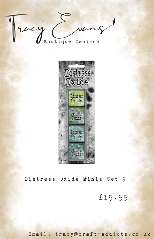DI065 - Mini Distress Oxide Pad Kit 9 - Twisted Citron, Rustic Wilderness, Evergreen Bough, Pine Needles
