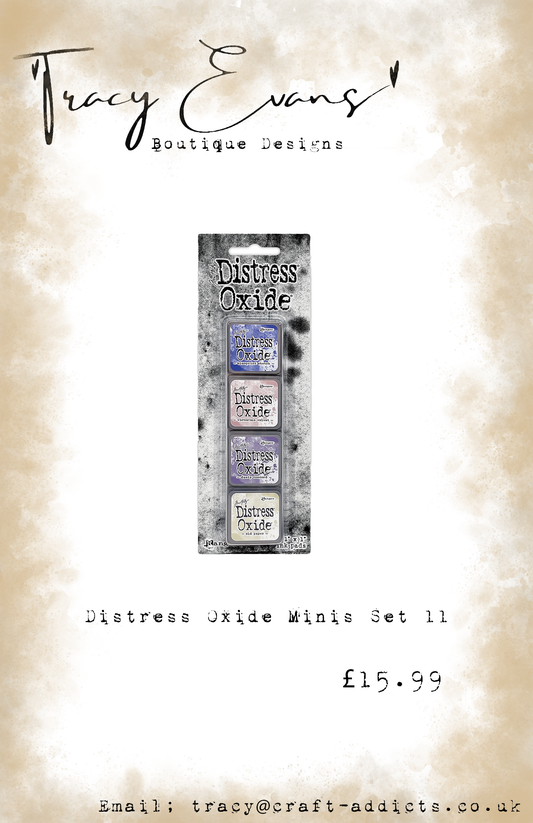 DI067 - Mini Distress Oxide Pad Kit 11 -  Blueprint Sketch, Victorian Velvet, Dusty Concord, Old Paper