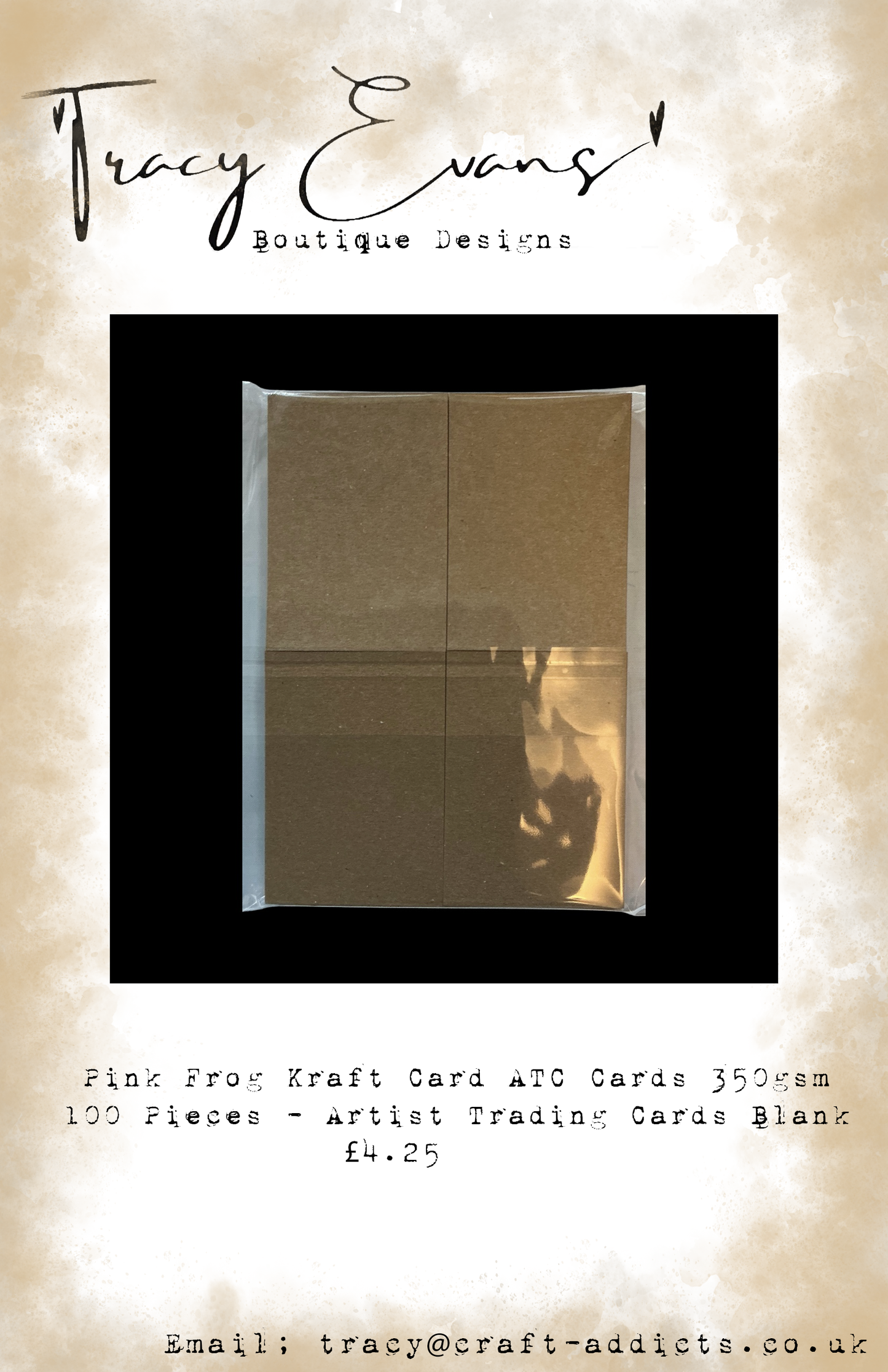 CA018 - ATC Artist Trading Kraft Card Blanks Pink Frog 350gsm Card - 100 pieces per pack