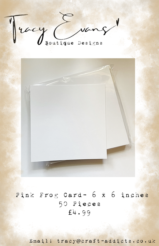 CA009 - White Card 6 inches Square 300gsm Pink Frog Super Smooth - 50 per pack