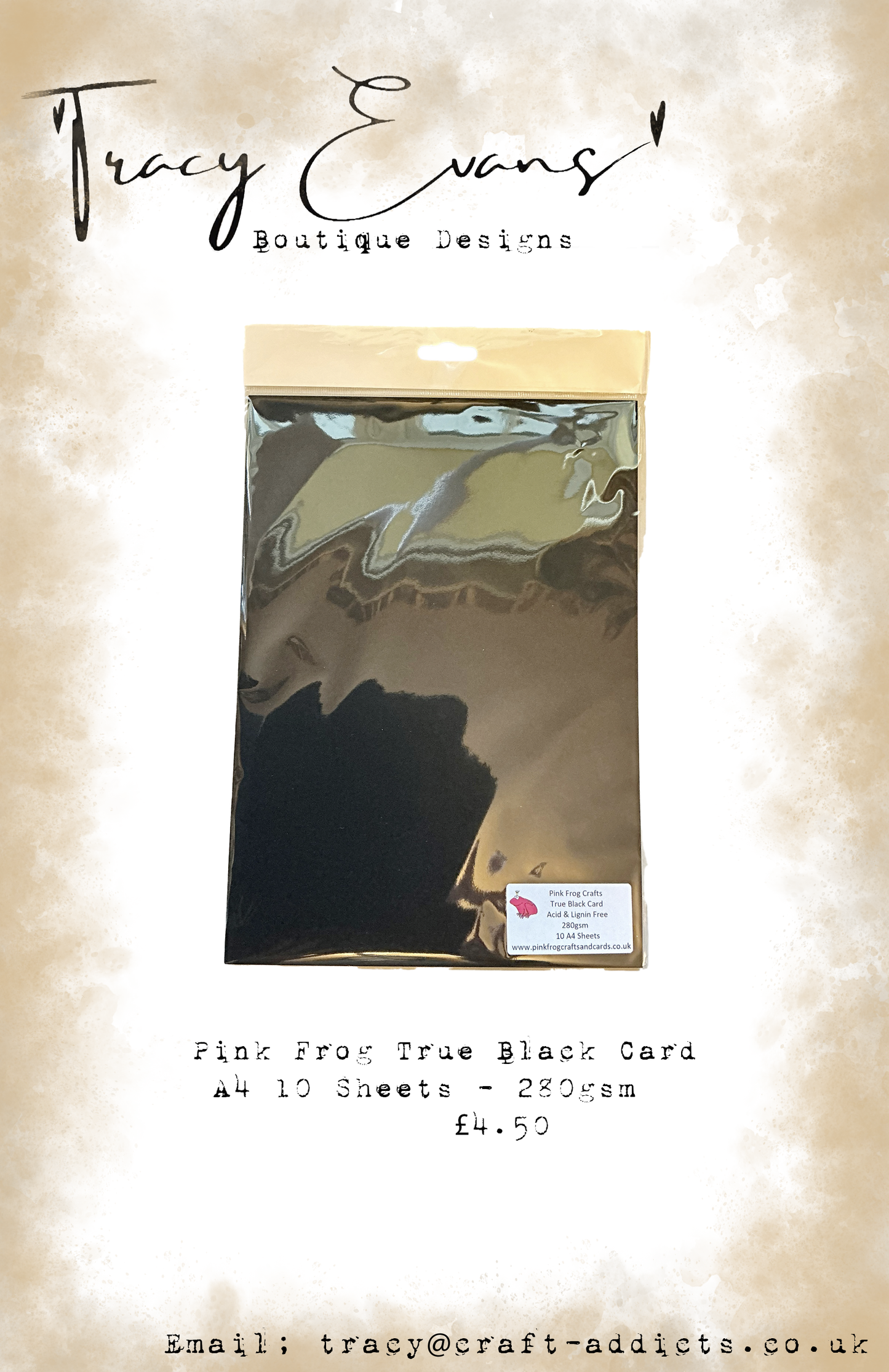 CA021 - A4 True Black Card Pink Frog - 10 Sheets Per Pack 280gsm Acid and Lignin Free