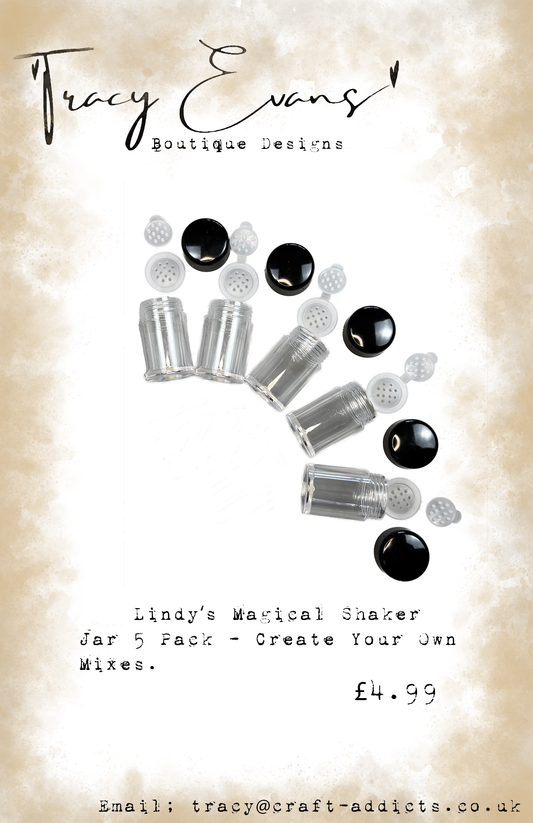 LI033 - Lindy’s Magical Shaker Jars 5 Pack of empty jars and lids.