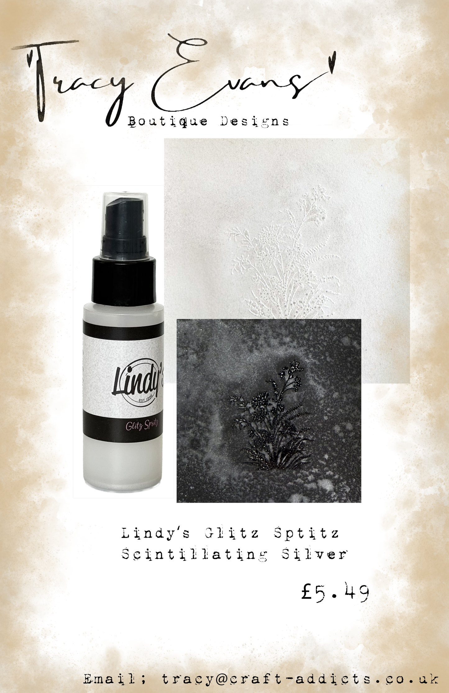 LI034 - Lindy’s Glitz Spritz Scintillating Silver Just Shimmer Spray