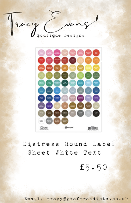 DI087 - Distress Large Round Label White Text