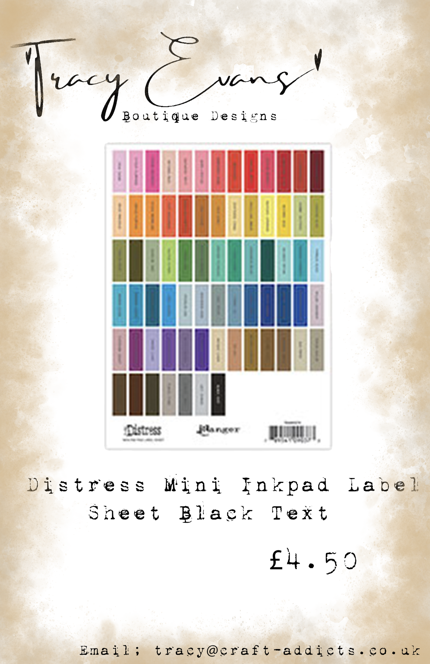 DI088 - Distress Mini Inkpad Labels Black Text