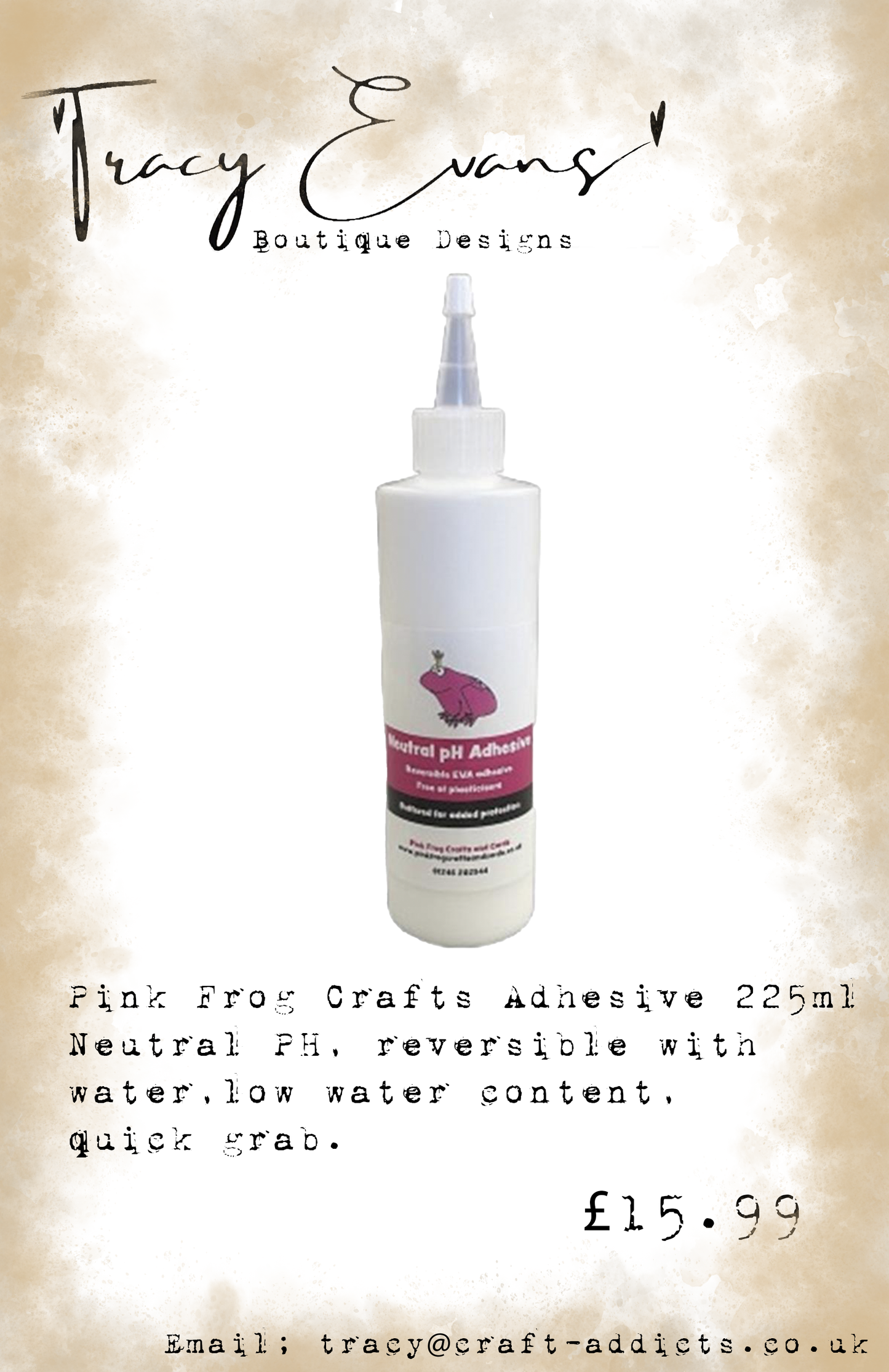 AC011 - Pink Frog Neutral PH Adhesive. Free of plasticisers