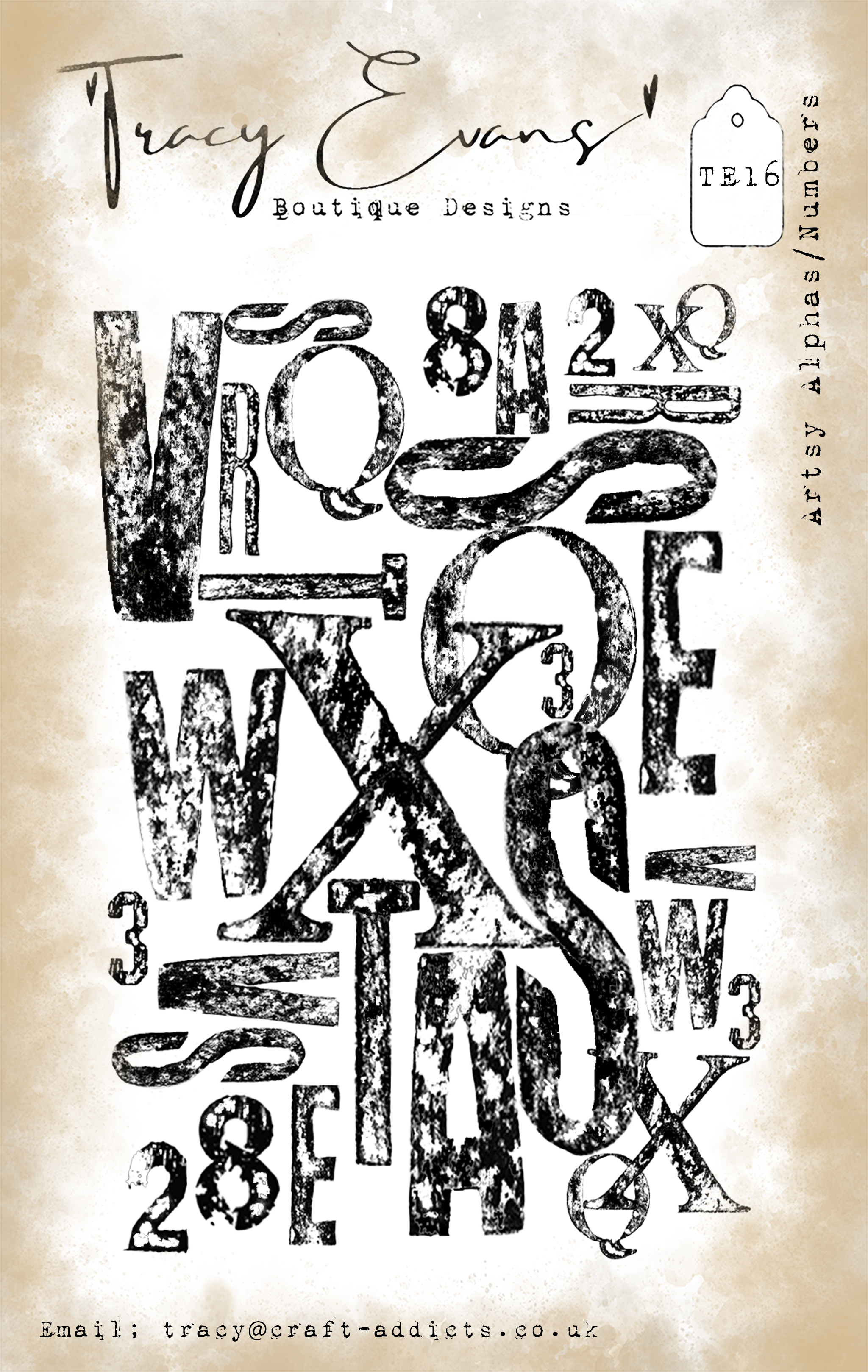 TE016 - Artsy Alpha/Numbers (A7 Stamp) – Tracy Evans Boutique Designs