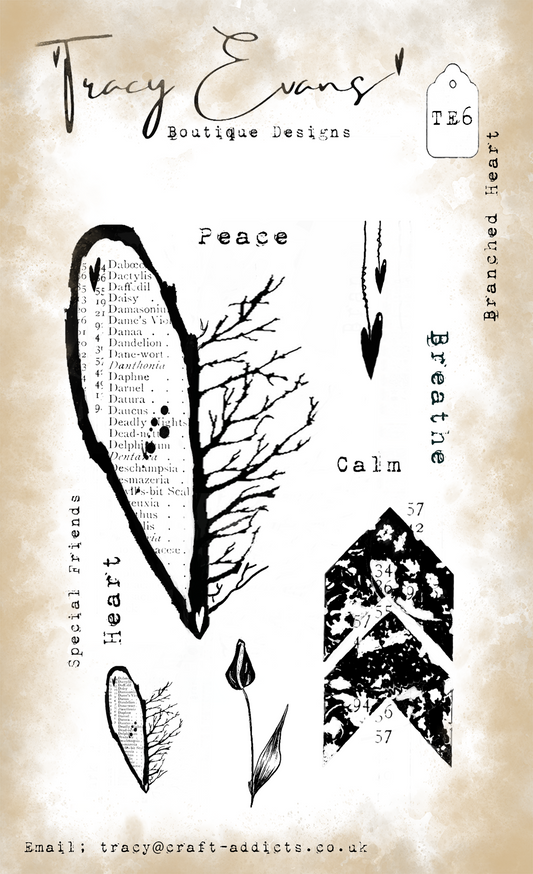 TE006 - Branched Heart (A6 stamp)